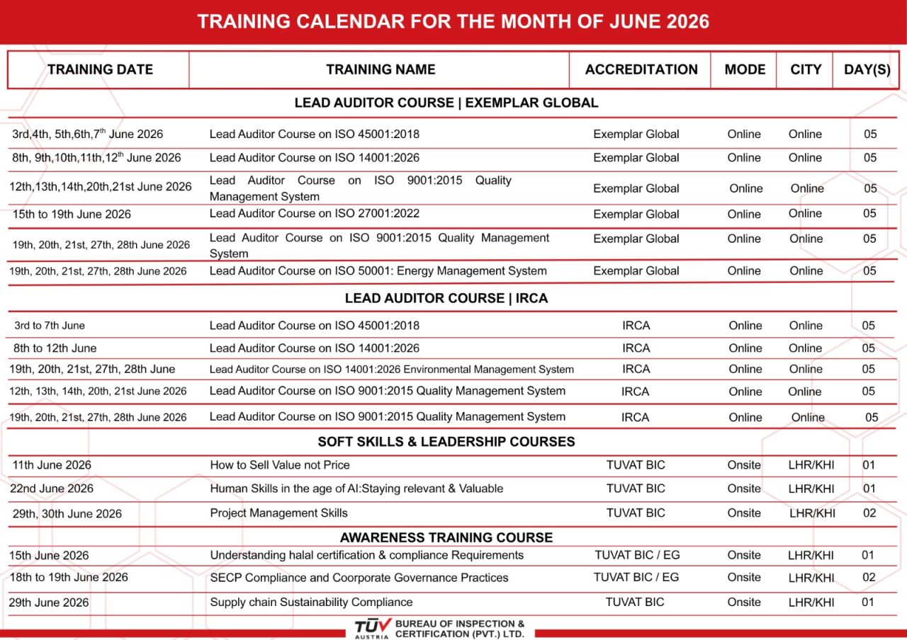 June Training Calendar